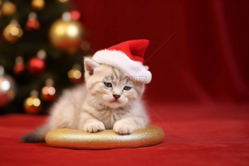 圣诞节礼物的小猫咪图片