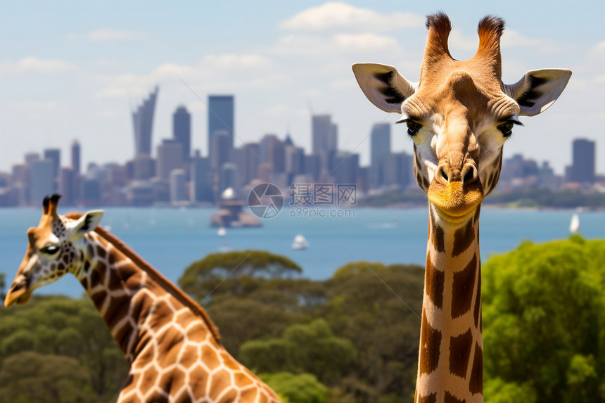 城市动物园的长颈鹿图片
