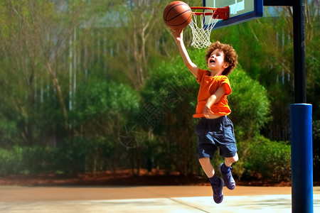 喜爱篮球的小男孩背景图片