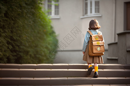 伸手女孩子背书包的小孩背景