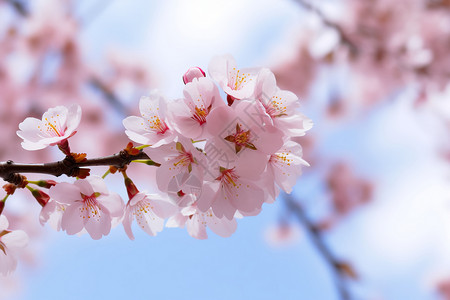 美丽四月四月盛开的樱花背景