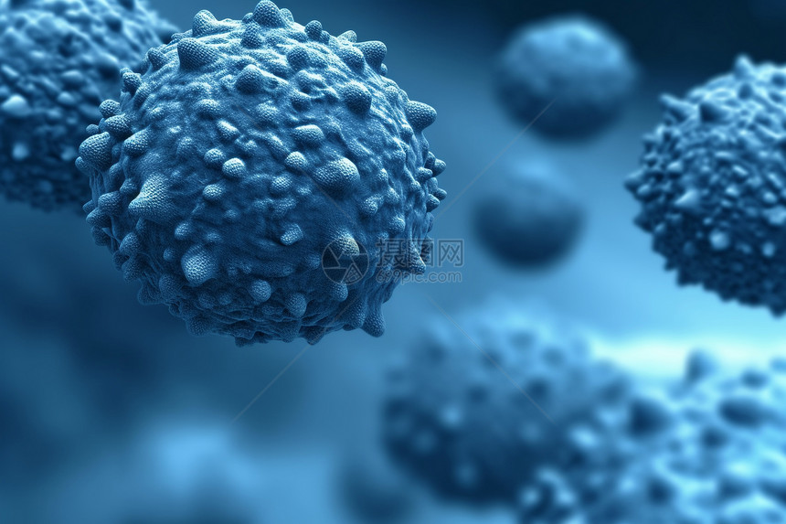 蓝色的病毒细胞图片