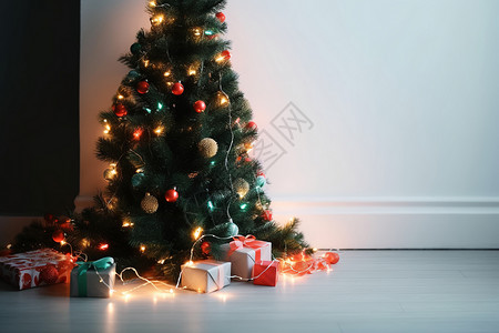 圣诞树花环灯图片