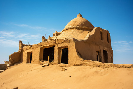 沙漠里的古建筑图片