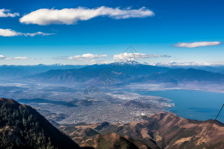 俯瞰洱海俯瞰云南苍山洱海背景