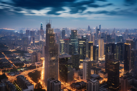 夜间户外夜间都市繁华建筑景象背景