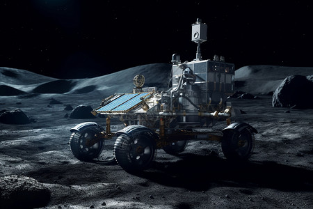 月球探索月球表面的氢动力月球车背景
