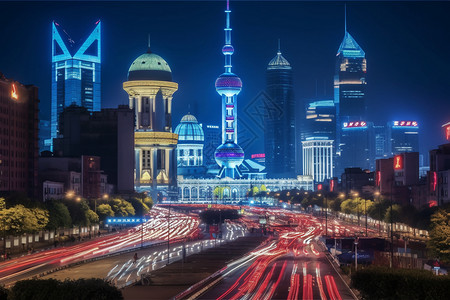 夜景风景下的城市景观背景图片