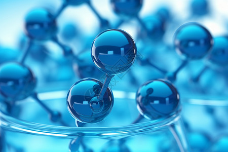 蓝色科技分子模型展示图片
