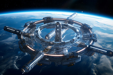 沉浸在太空旅行的未来空间站背景图片