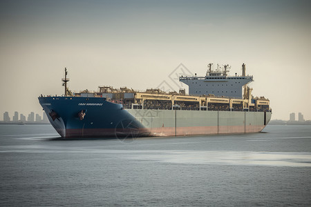 海洋中运输货物的船只背景图片