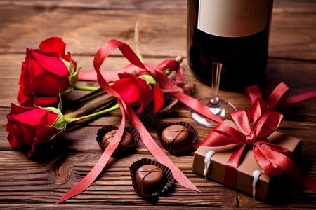 情人节的礼物和玫瑰背景图片