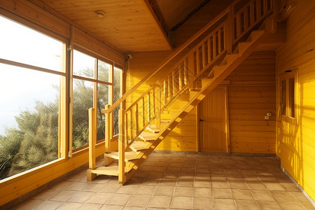 房屋的木制楼梯图片