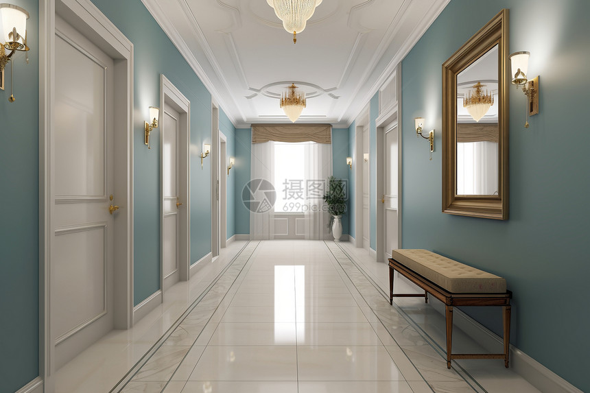 欧式别墅走廊设计图片