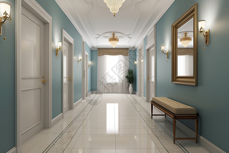 欧式别墅走廊设计背景图片
