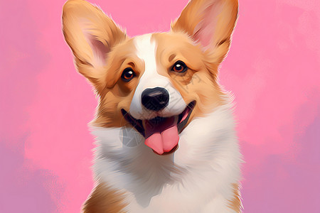 吐舌头的柯基犬插画图片