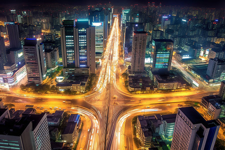 城市交通夜景图片