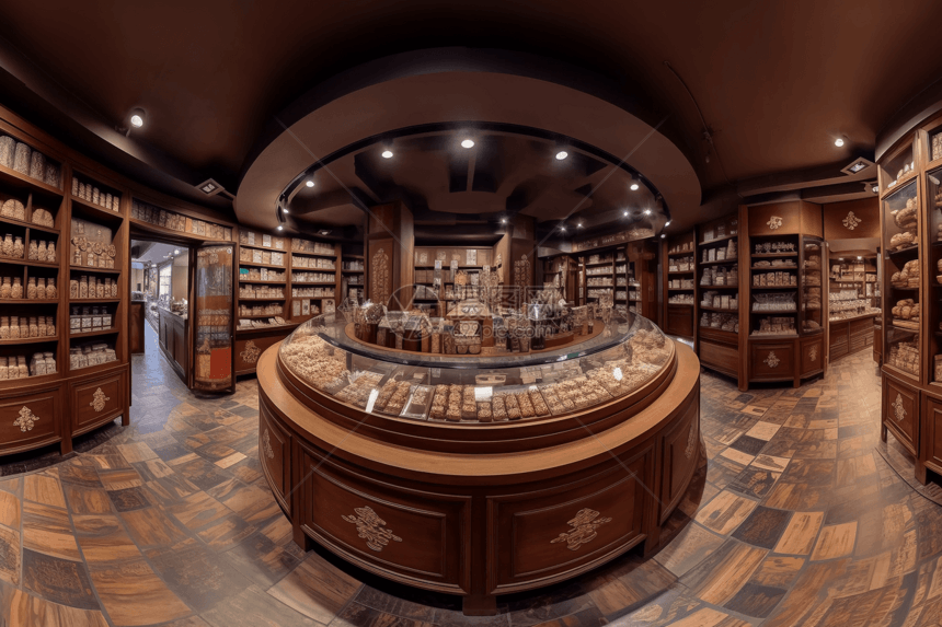 360度的传统中药店内部环境图片