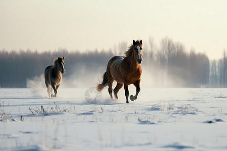 在野外奔跑的马图片