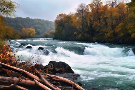 秋天的山河背景图片