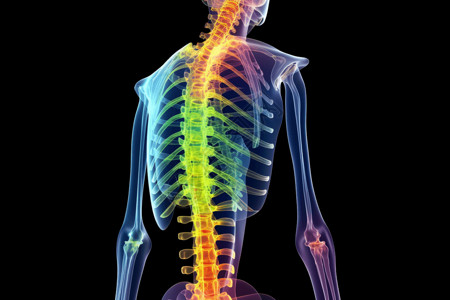 脊柱侧弯的x射线扫描图高清图片