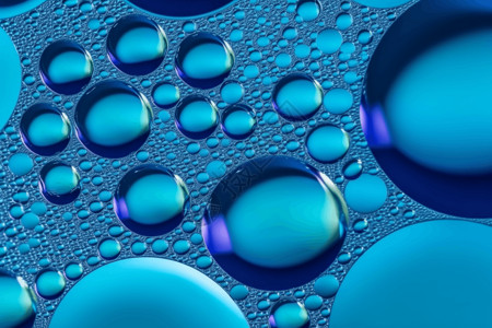 气泡圆不同的蓝色抽象气泡设计图片