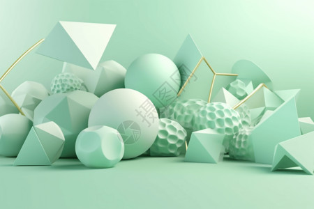 绿球许多淡绿色的立体几何背景
