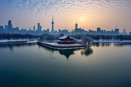 古风楼宇素材雪景下的古风楼宇背景