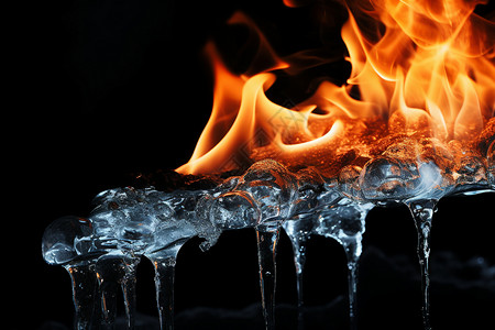 火水融化的冰块设计图片