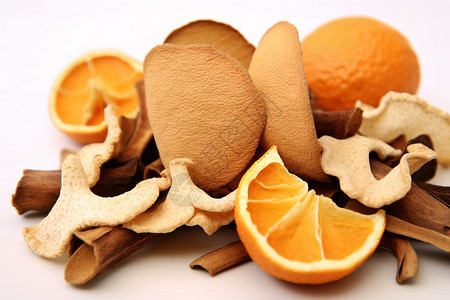 晒干姜晒干的橘子皮背景