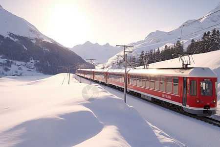 雪中飞驰的车雪中的列车背景
