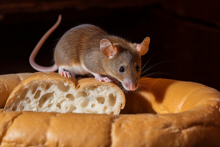 偷吃的老鼠老鼠在寻找食物背景