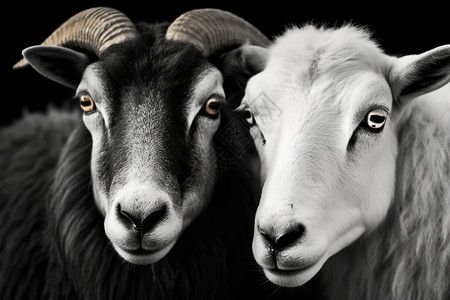 两只温顺可爱的羊高清图片
