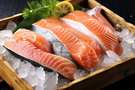 新鲜红鲑鱼料理鲑鱼子高清图片