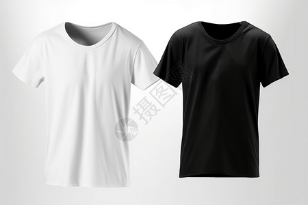 黑白色T恤纺织品黑T恤高清图片