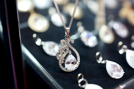 珠宝展示柜钻石项链背景