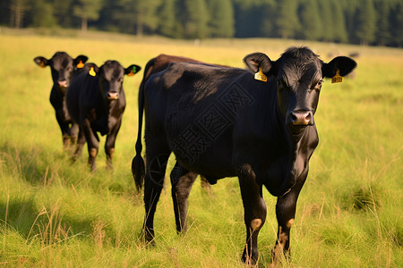草地上放牧的牛高清图片