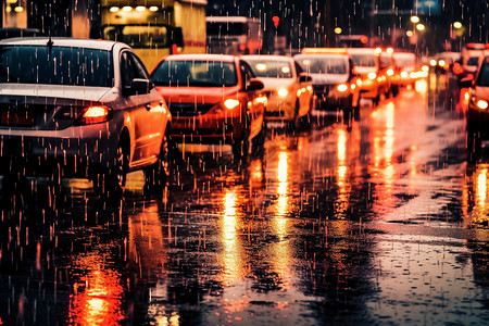 雨夜城市的交通背景图片