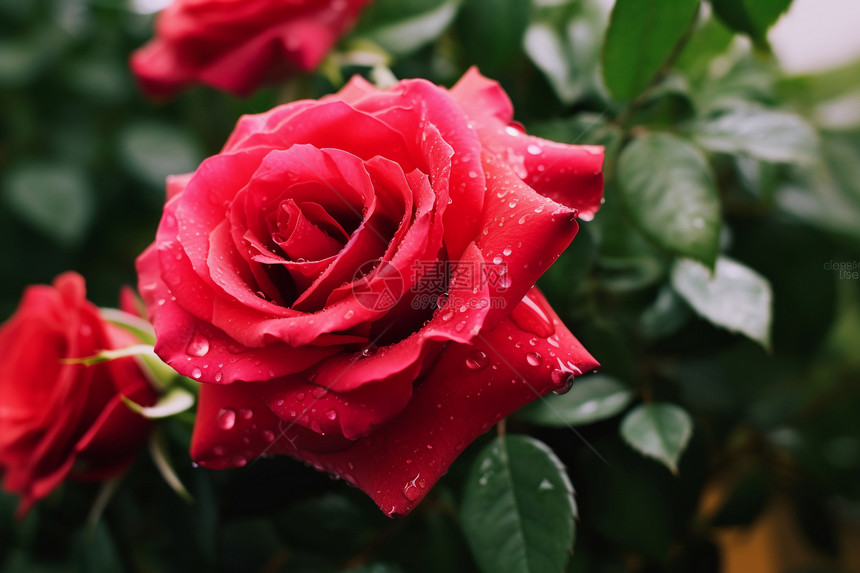 花园中盛开的粉红色玫瑰图片