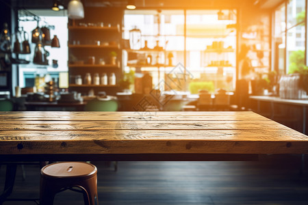 咖啡店复古木桌背景图片
