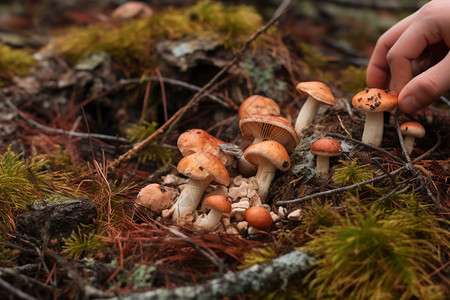 红松蘑菇菌类红松属高清图片
