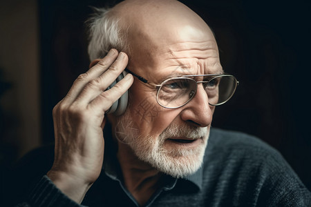 老年人听力卡通耳聋的老年人背景