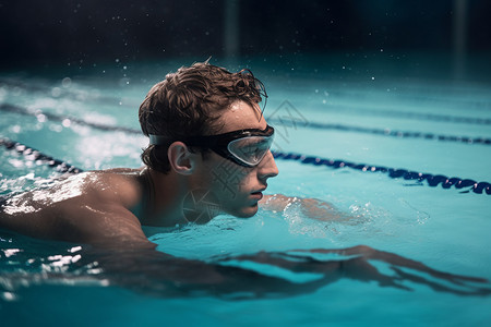 带护目镜游水的男人背景图片