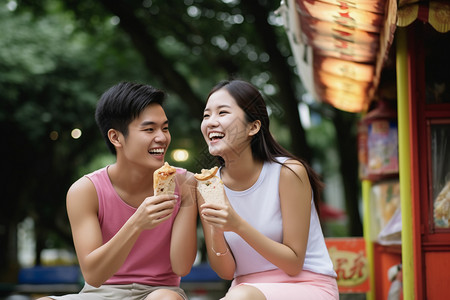 吃冰激凌的女孩吃着甜食开朗大笑的人背景