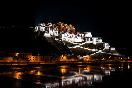 夜晚的布达拉宫图片