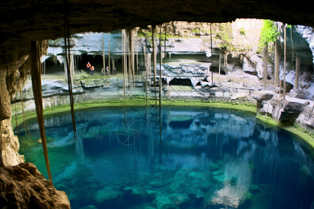 深层地下水美丽的岩洞背景