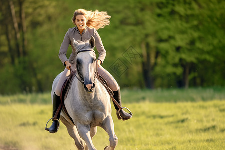 帅气的骑马女子图片