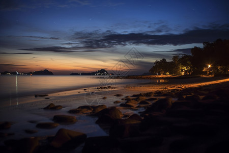 泰国晚上的海景高清图片