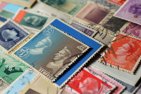 收集的邮票收藏家集邮的高清图片