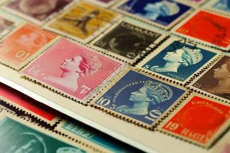古老的邮票收藏集邮的高清图片